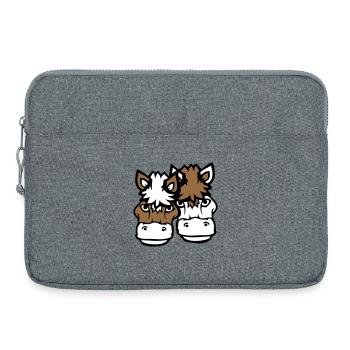 2 Horses Man Woman Lovers Friends Love Team - Laptop bag 15" - heather grey - Front