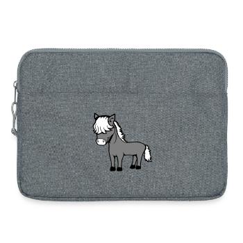 cheval bob cheveux coiffure poney poulain mignon bande dessinée - Sacoche pour ordinateur portable 15 pouces - gris chiné - Devant