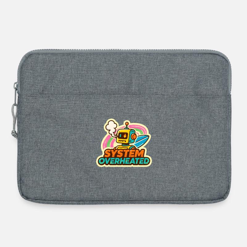 Retro Robot Surfkunst Design - Laptoptasche 15" - Grau meliert
