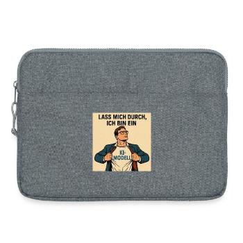 Humorvoller KI-Modell Heldenkleidung - Laptoptasche 15" - Grau meliert - Vorne