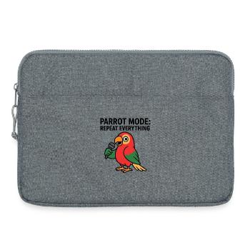Lebendiger Papagei mit Mikrofon-Illustration - Laptoptasche 15" - Grau meliert - Vorne