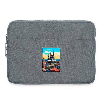 Cathédrale de Cologne, Allemagne, Affichage urbain de voyage - Sacoche pour ordinateur portable 15 pouces - gris chiné - Devant