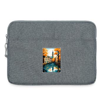 Gouda, paysage urbain de voyage vintage aux Pays-Bas - Sacoche pour ordinateur portable 15 pouces - gris chiné - Devant