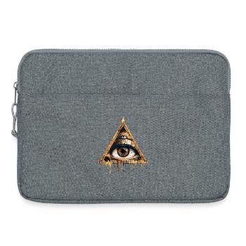 Œil mystique dans triangle doré - Sacoche pour ordinateur portable 15 pouces - gris chiné - Devant