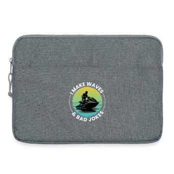 Lustiger Jetski-Fahrer Spruch "Make Waves & Laugh" - Laptoptasche 15" - Grau meliert - Vorne