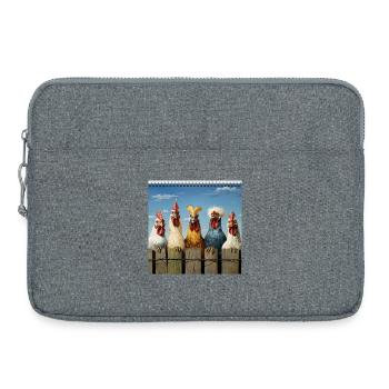 Humorous chicken family in comic style - Laptop bag 15" - heather grey - Front