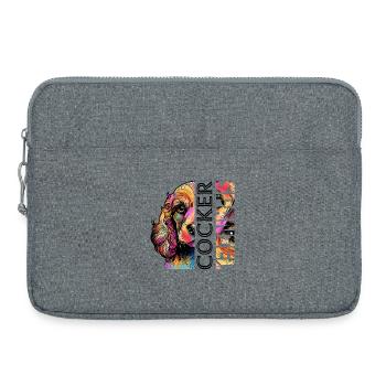Cocker Spaniel coloré - Sacoche pour ordinateur portable 15 pouces - gris chiné - Devant
