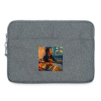 Ausdrucksstarkes Porträt von Reflexion und Essen - Laptoptasche 15" - Grau meliert - Vorne