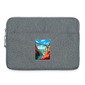 Affiche de voyage Devils Bridge Allemagne Paysage urbain WPA - Sacoche pour ordinateur portable 15 pouces - gris chiné - Devant