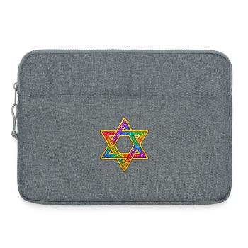 Colorful Star of David decor - Laptop bag 15" - heather grey - Front