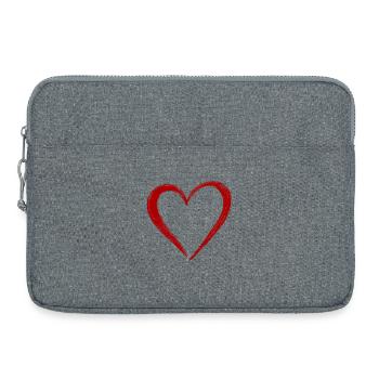 Joli cœur rouge dessiné à la main - Sacoche pour ordinateur portable 15 pouces - gris chiné - Devant