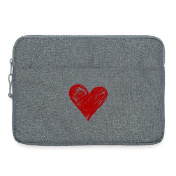 Croquis de cœur à l'encre rouge - Sacoche pour ordinateur portable 15 pouces - gris chiné - Devant