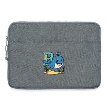 B for... Whale! Cute alphabet design - Laptop bag 15" - heather grey - Front