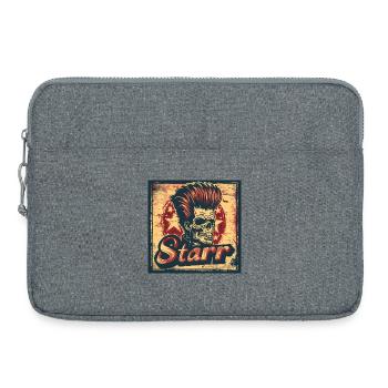 Illustration de skull au style punk rock - Sacoche pour ordinateur portable 15 pouces - gris chiné - Devant