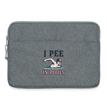 I Pee in Pools – Funny Pool Shirt - Laptop bag 15" - heather grey - Front