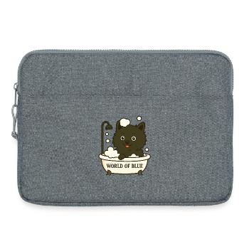 Spitz ludique (chien) dans la salle de bain avec des bulles de savon - Sacoche pour ordinateur portable 15 pouces - gris chiné - Devant