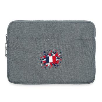 French Flag Paint Splashes Design - Laptop bag 15" - heather grey - Front