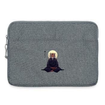 Moine Tigre – Art Zen Sumi-e La Force Intérieure - Sacoche pour ordinateur portable 15 pouces - gris chiné - Devant