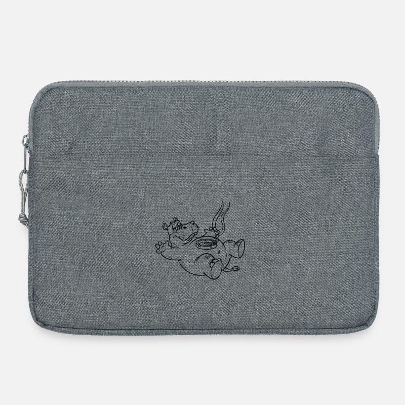 Witziges Hippo - Laptoptasche 15" - Grau meliert