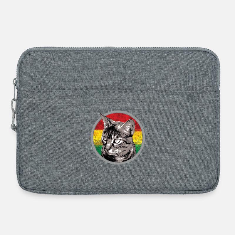 Chat avec des arrière-plans de drapeau - Sacoche pour ordinateur portable 15 pouces - gris chiné