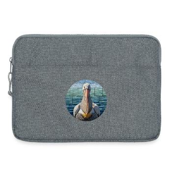 Mosaik Pelikan Porträt – Maritimes Glasmosaik Desi - Laptoptasche 15" - Grau meliert - Vorne