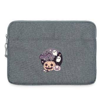 Halloween Kawaii Design Pumpkin Ghost Bat - Laptop bag 15" - heather grey - Front