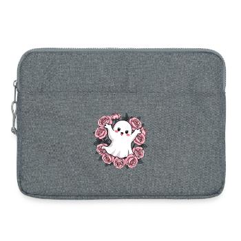 Fantôme avec des roses - Sacoche pour ordinateur portable 15 pouces - gris chiné - Devant