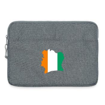 Carte de cote d'Ivoire tricolore stylisée - Sacoche pour ordinateur portable 15 pouces - gris chiné - Devant