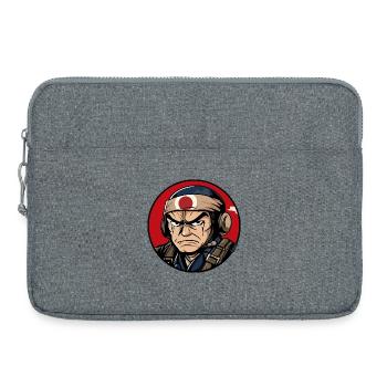 Guerrier Samouraï Dessin Animé - Sacoche pour ordinateur portable 15 pouces - gris chiné - Devant