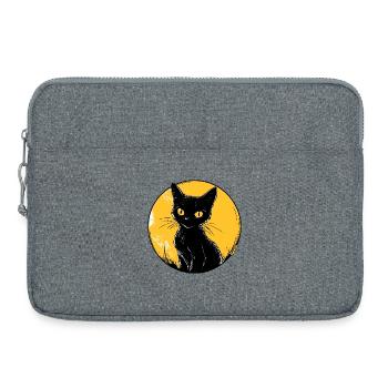 Illustration de chat félin doré au clair de lune - Sacoche pour ordinateur portable 15 pouces - gris chiné - Devant