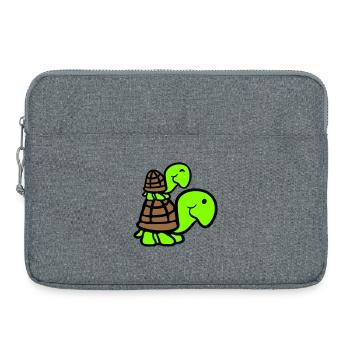 2 Turtles Piggyback Mom Dad Kid Riding Cute - Laptop bag 15" - heather grey - Front