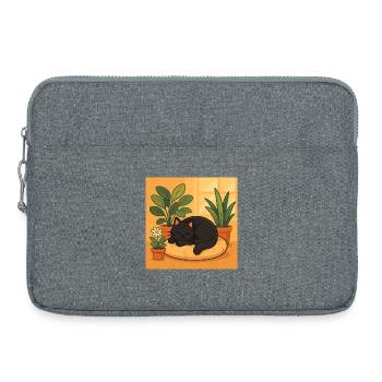 Cozy cat rest with plants - Laptop bag 15" - heather grey - Front