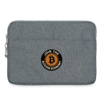 Join the Bitcoin economy round button - Laptop bag 15" - heather grey - Front