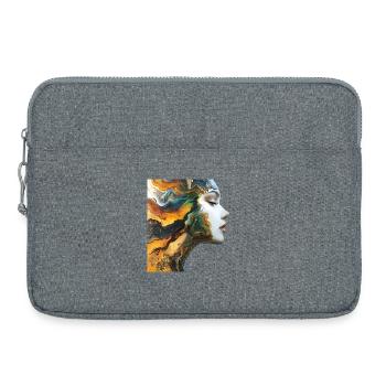 Farbenfrohe Gesichts-Kunst Illustration - Laptoptasche 15" - Grau meliert - Vorne