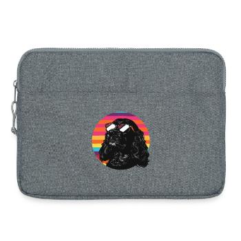 Chien noir avec des lunettes de soleil - Sacoche pour ordinateur portable 15 pouces - gris chiné - Devant