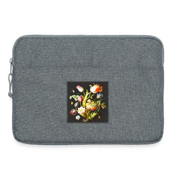 Florales Kunstwerk mit Lebendigen Blüten Stickerei - Laptoptasche 15" - Grau meliert - Vorne