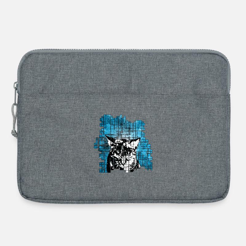 Portrait de chat de style graffiti avec explosion bleue - Sacoche pour ordinateur portable 15 pouces - gris chiné