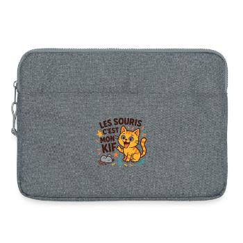 Chat marrant souris j'adore - Sacoche pour ordinateur portable 15 pouces - gris chiné - Devant