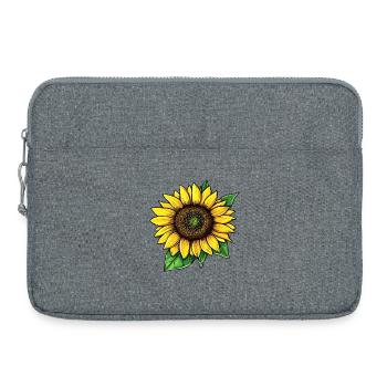 Illustration graphique vectorielle de tournesol - Sacoche pour ordinateur portable 15 pouces - gris chiné - Devant