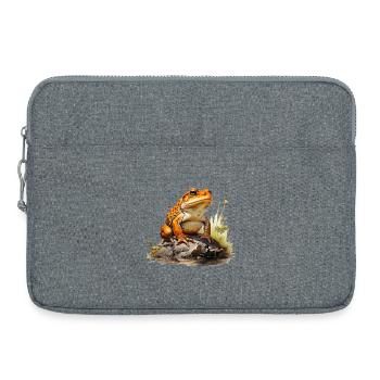 Orange-red frog or toad on stone - Laptop bag 15" - heather grey - Front