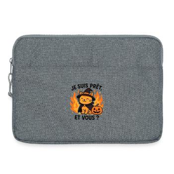 Halloween Zauberer Katze Bereit - Laptoptasche 15" - Grau meliert - Vorne