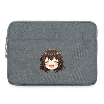 Chibi Face Brown Smile - Laptop bag 15" - heather grey - Front