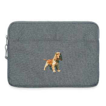 Cocker Spaniel - Cool Low Poly Logo - Sacoche pour ordinateur portable 15 pouces - gris chiné - Devant