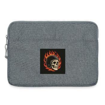 Flammen-Totenkopf mit Helm - Laptoptasche 15" - Grau meliert - Vorne