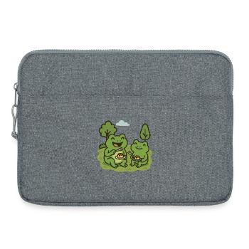 Manger du pudding avec une fourchette - grenouilles - Sacoche pour ordinateur portable 15 pouces - gris chiné - Devant