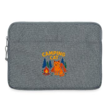 Chat de camping au feu de camp - Sacoche pour ordinateur portable 15 pouces - gris chiné - Devant