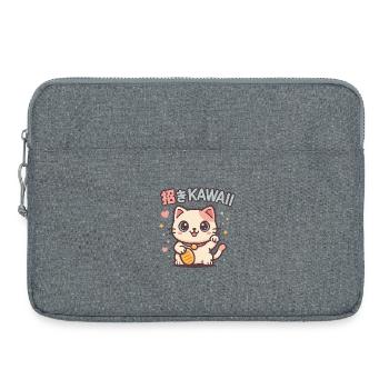 Invitation Chat Kawaii Chance - Sacoche pour ordinateur portable 15 pouces - gris chiné - Devant