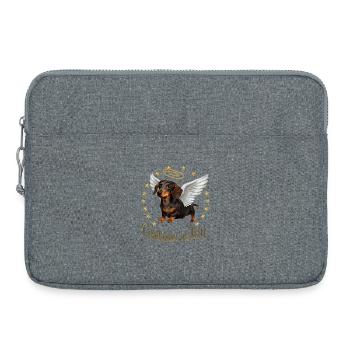Gardien de la joie – Ange teckel - Sacoche pour ordinateur portable 15 pouces - gris chiné - Devant