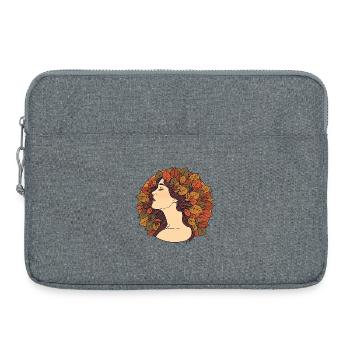 Herbstfrau mit Blättern im Haar – Art Nouveau Desi - Laptoptasche 15" - Grau meliert - Vorne