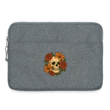 Crâne floral avec des roses - Sacoche pour ordinateur portable 15 pouces - gris chiné - Devant